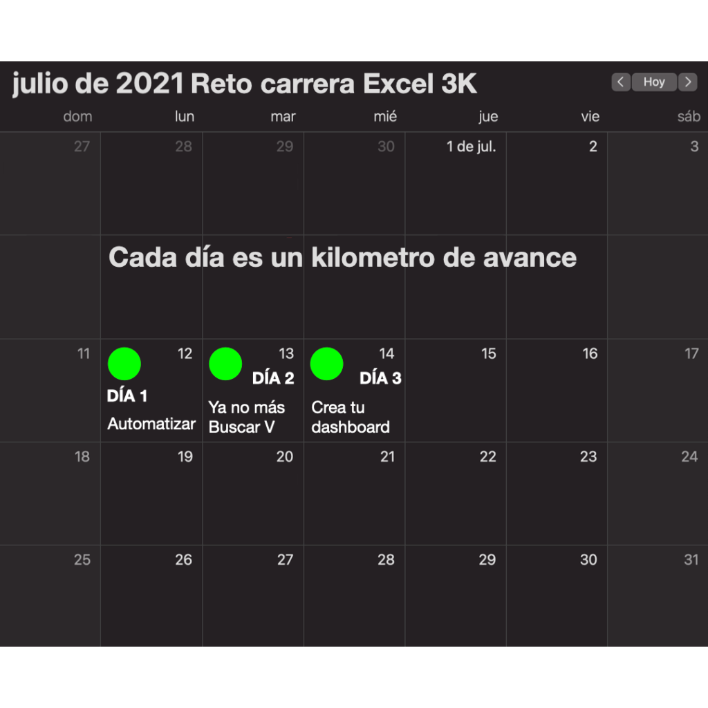 Calendario RETO EXCEL